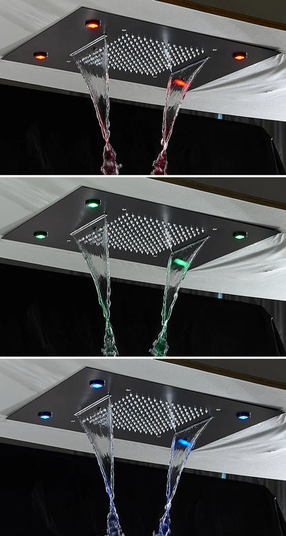 Ceiling Led Rainfal Shower Head Smart Remote Control