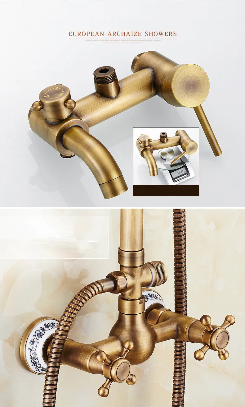 Zgrk Antique Rain Shower Faucets Hand Wall Mounted