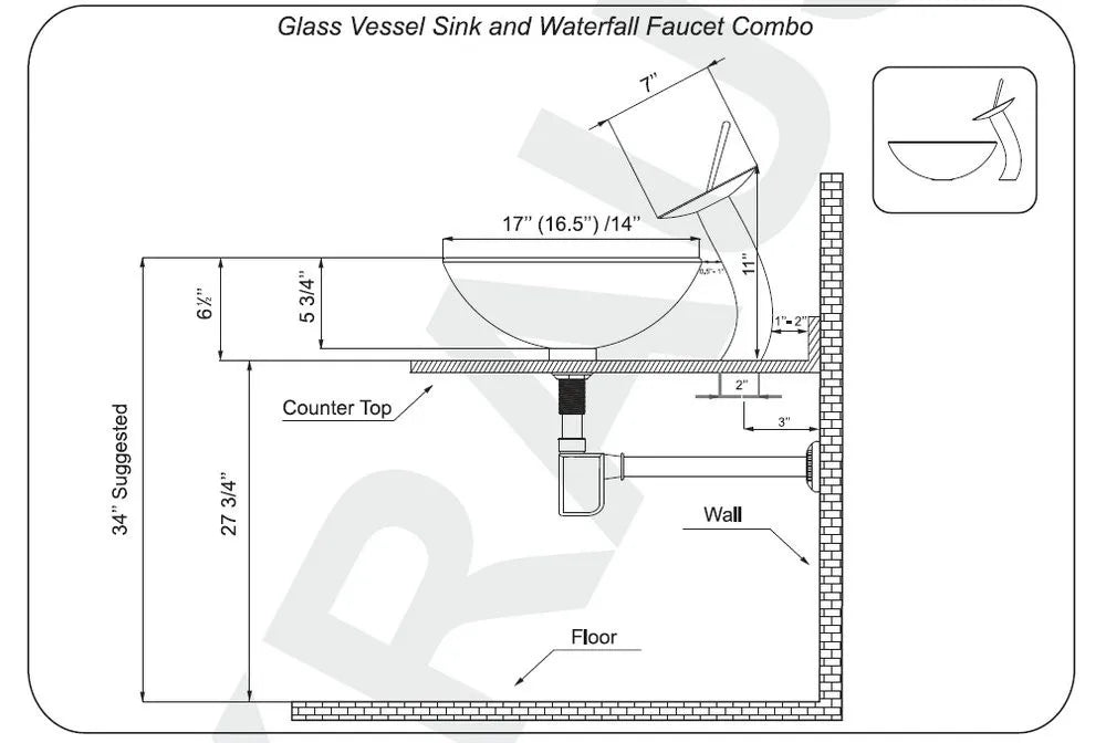 Zappo Above Counter Ceramic Vessel Sink Bathroom Round