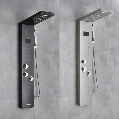 Bathroom Led Light Rain Waterfall Shower Panel Faucet
