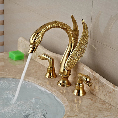 Bathroom Basin Faucet Deck Mounted Dual Handle Cold