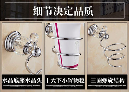 Brass Shower Shelf Toilet Paper Holder Silver Crystal