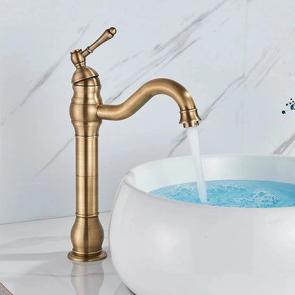 Antique Basin Faucet Brass Handle 360 Rotation Deck