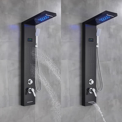Bathroom Led Light Rain Waterfall Shower Panel Faucet