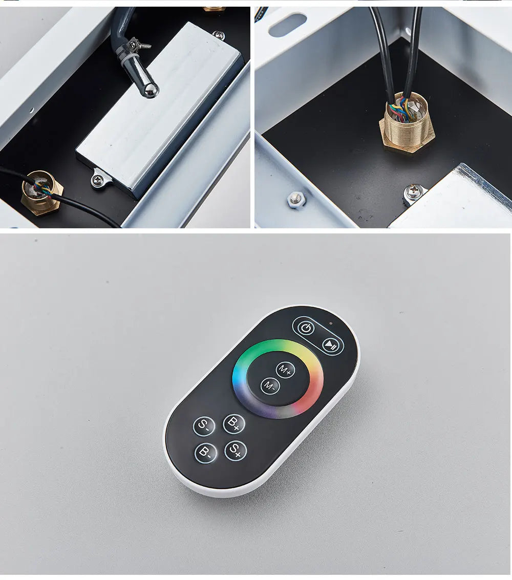 Black Embedded Ceiling Shower Head Intelligent Remote Control