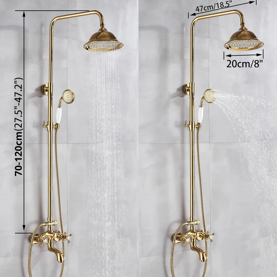 Gold Shower Faucet Bath Shower Mixer Tap Rainfall