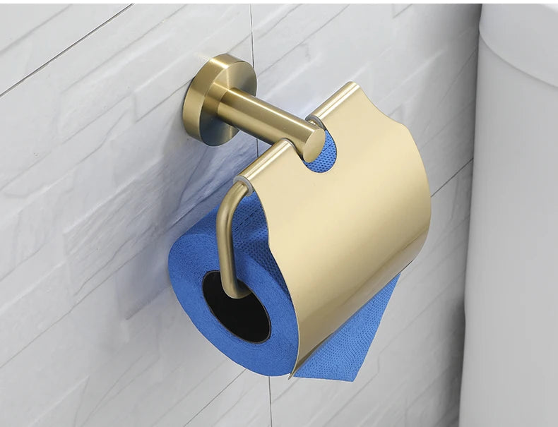 Bathroom Hardware Brushed Gold Toilet Brush Holder Robe