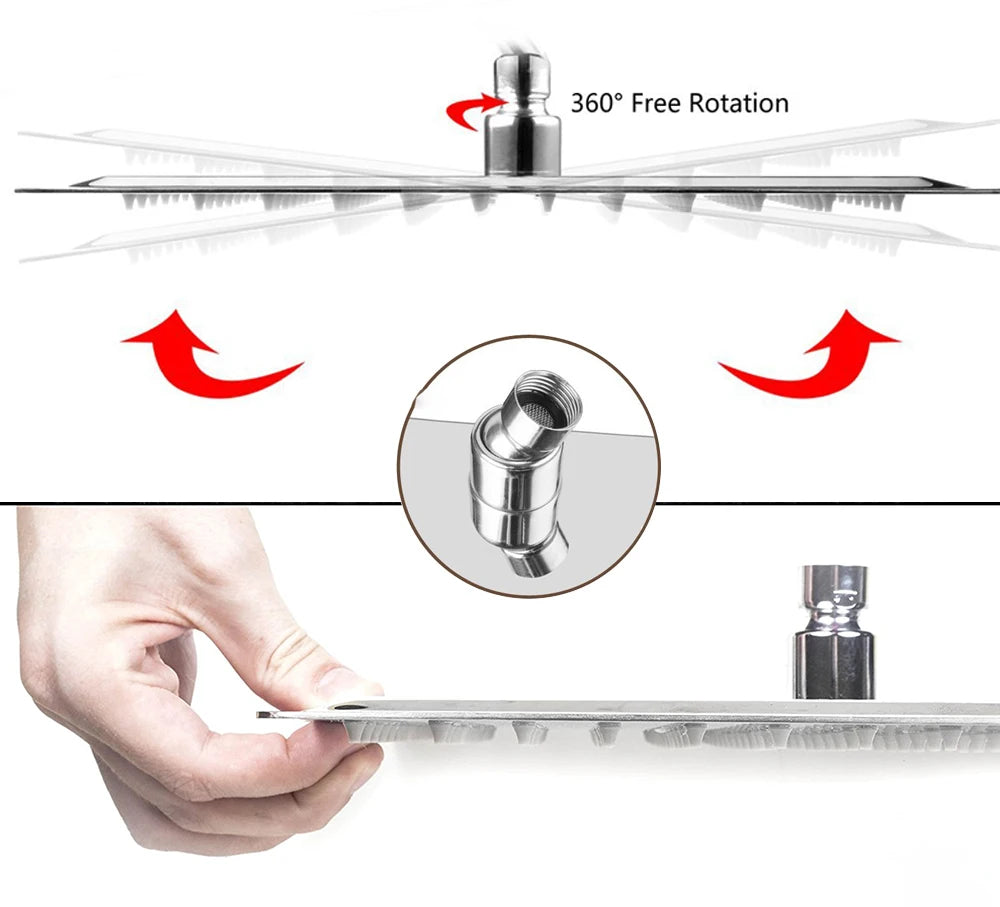 Rozin Wall Mount Rainfall Shower Faucet Chrome Concealed