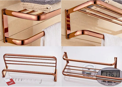 Rose Gold Double Towel Bars Bathroom Towel Ring