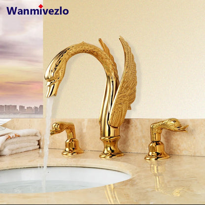 Bathroom Basin Faucet Deck Mounted Dual Handle Cold