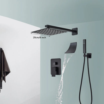 Black Shower Faucets Wall Mounted Rainfall Shower System