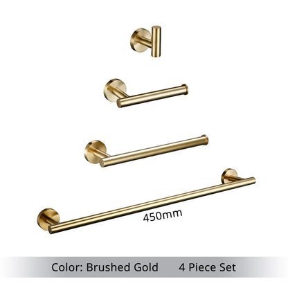Bathroom Hardware Kit Brushed Stainless Steel Round Wall