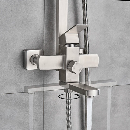 Uythner Bathroom Chrome/Black Shower Faucet Rotate Tub Spout