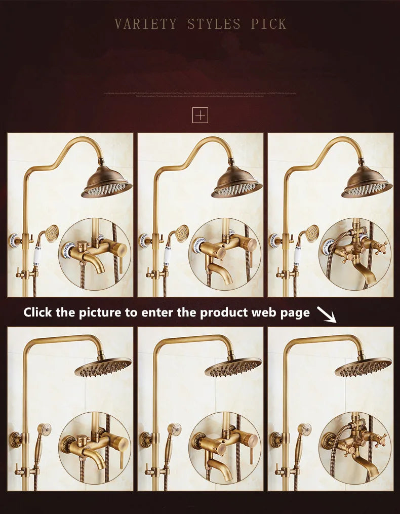 Zgrk Antique Rain Shower Faucets Hand Wall Mounted