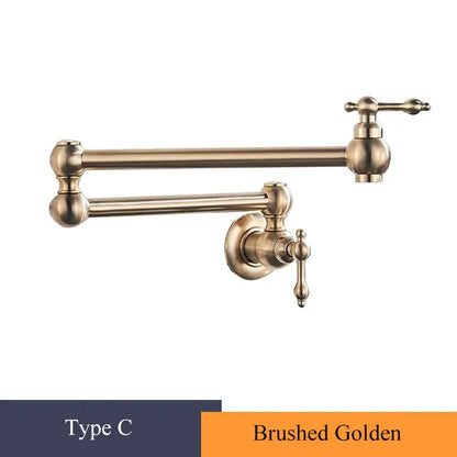 Brushed Gold Faucet Wall Mount Bathroom Basin Faucet