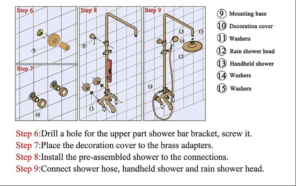 Golden Shower Bathroom Bath Shower Faucet Brass Swivel