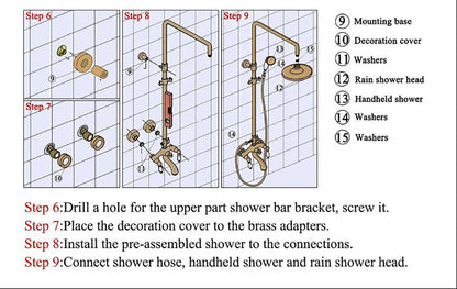 Bathroom Shower Faucet Brass Rainfall Shower Mixer Tap