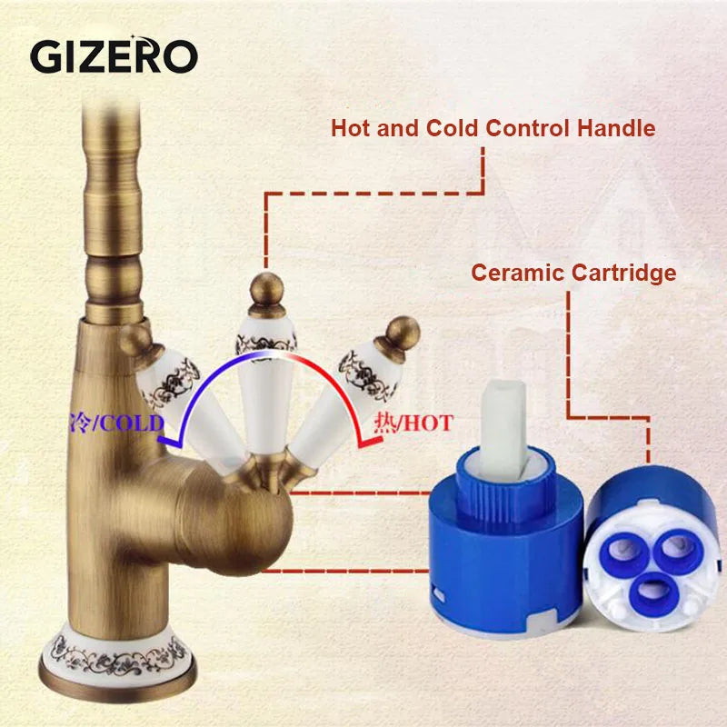 Antique Retro Faucet Basin Mixer Bathroom Cold Water