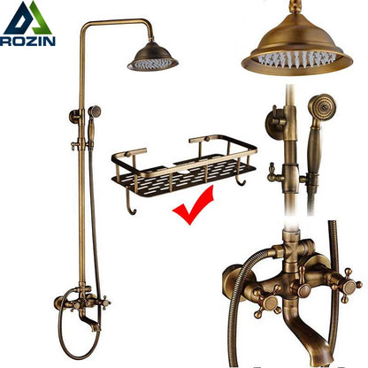 Rozin Brass Antique Bathroom Shower Faucet Wall Mount