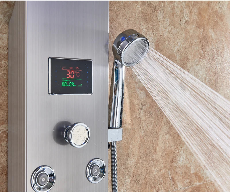 Led Light Shower Faucet Bathroom Waterfall Rain Black