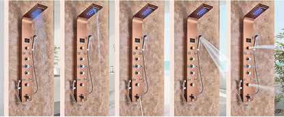 Led Light Shower Faucet Bathroom Waterfall Rain Black