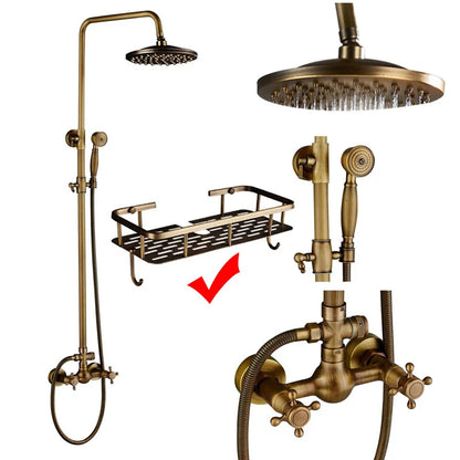 Rozin Brass Antique Bathroom Shower Faucet Wall Mount