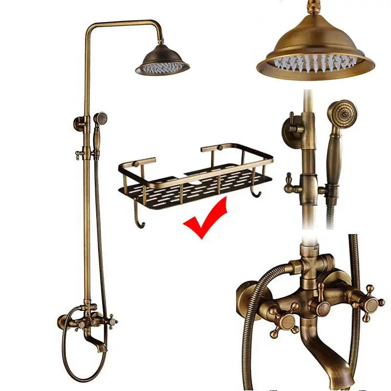 Rozin Brass Antique Bathroom Shower Faucet Wall Mount