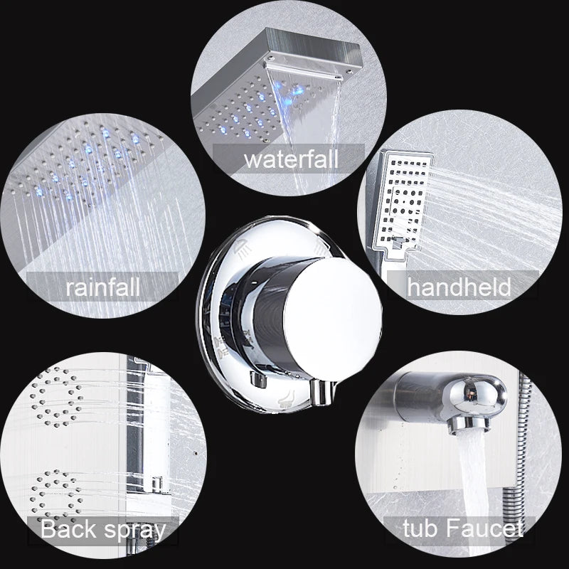 Myqualife Top Design Led Shower Panel Function Bathroom