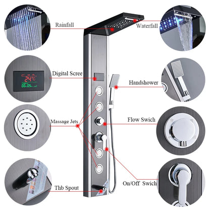 Luxury Led Shower Panel Spa Massage Jet Shower