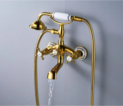 Rozin Retro Style Brass Bathtub Shower Faucet Dual