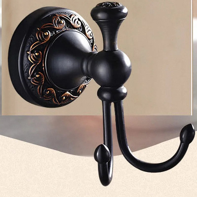 Modern Black Wall Mounted Bath Hardware Luxury Brass