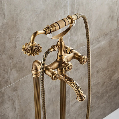 Luxury Antique Brass Bathroom Floor Mounted Standing Bathtub