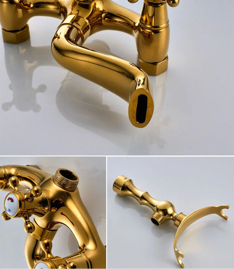 Rozin Retro Style Brass Bathtub Shower Faucet Dual