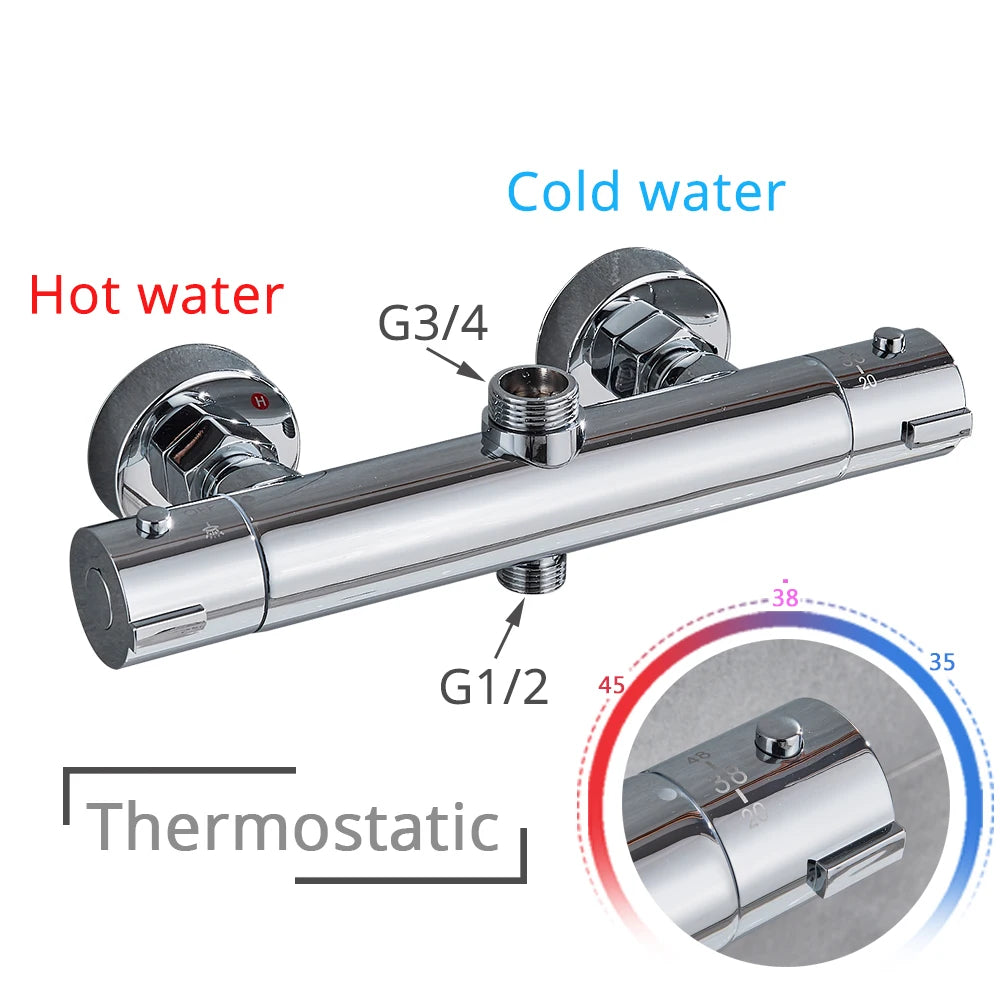 Chrome Thermostatic Shower Faucets Bathroom Thermostatic Mixer