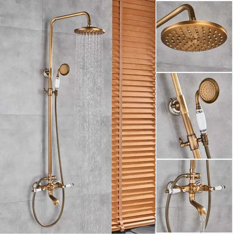 Luxury Shower Faucet Dual Handle Rainfall Bathroom Shower