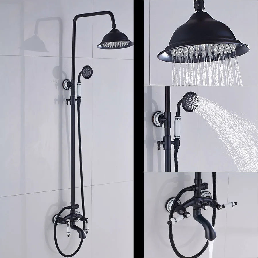 Luxury Shower Faucet Dual Handle Rainfall Bathroom Shower