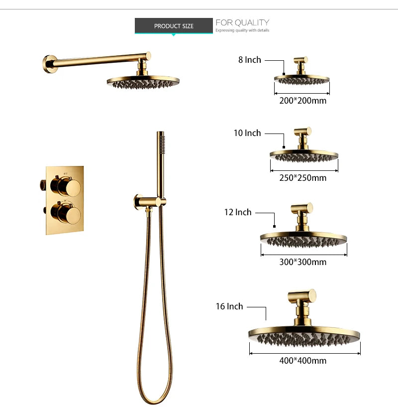 Smesiteli Titanium Gold Solid Brass Shower Intelligent