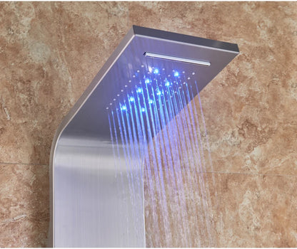 Led Light Shower Faucet Bathroom Waterfall Rain Black