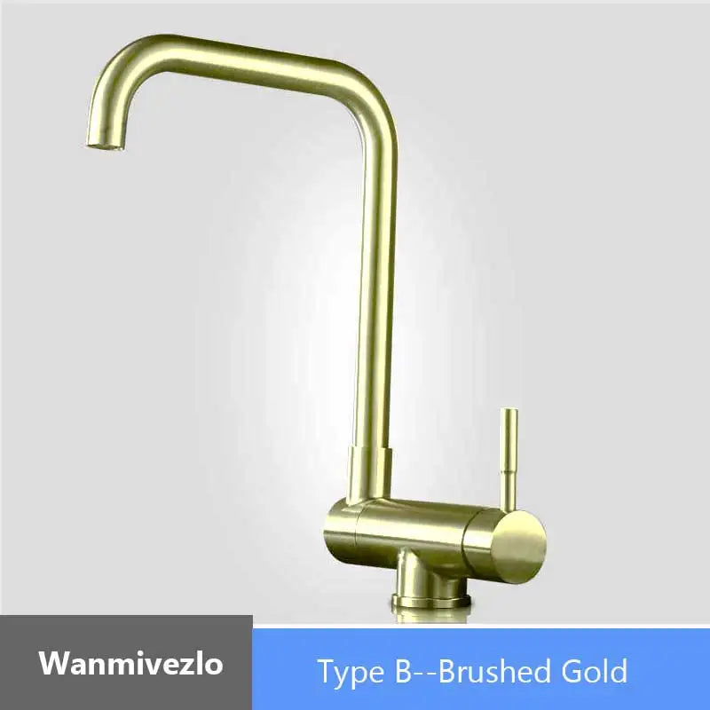 Brushed Gold Sink Faucet 360 Rotation Folding Faucet