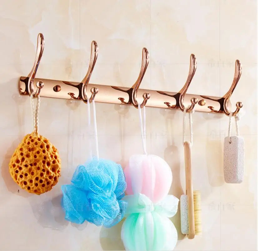Wall Mounted Gold/Chrome/Rose Gold Clothes Hat Hook Row
