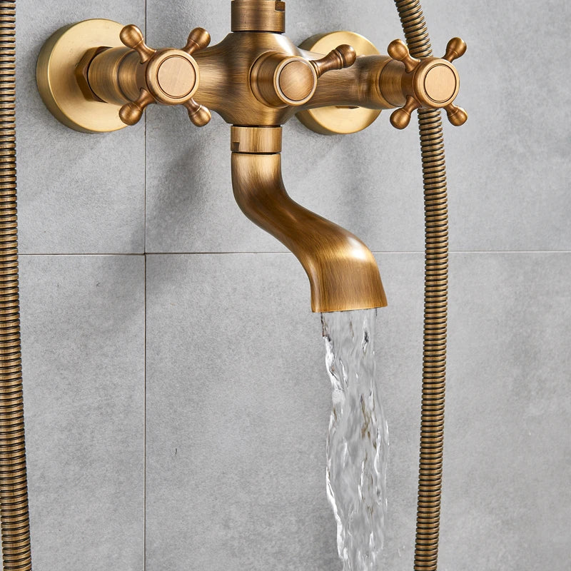 Rozin Retro Style Brass Bathtub Shower Faucet Dual