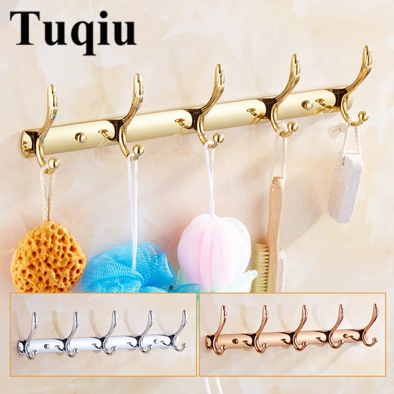 Wall Mounted Gold/Chrome/Rose Gold Clothes Hat Hook Row