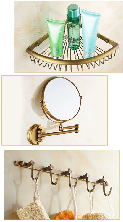 Zgrk Antique Bathroom Carved Brass Hardware Wall Mounted