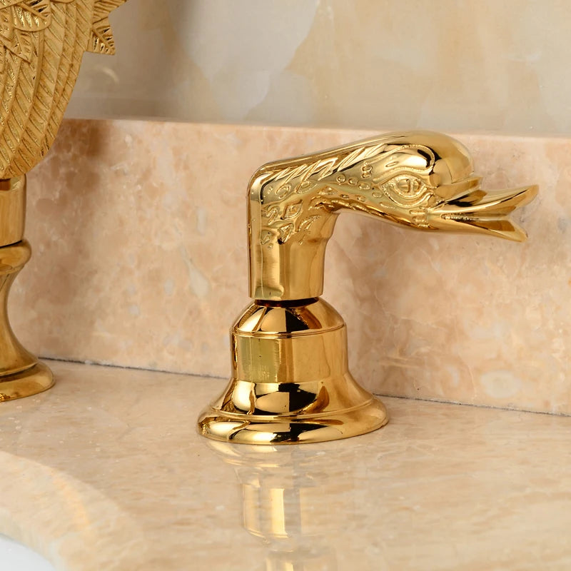 Bathroom Basin Faucet Deck Mounted Dual Handle Cold