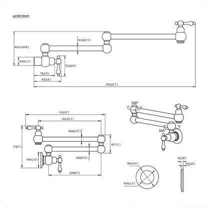 Brushed Gold Faucet Wall Mount Bathroom Basin Faucet
