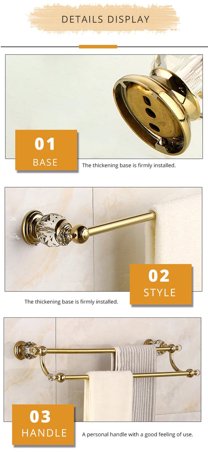 Zgrk Classical Bathroom Hardware Gold Polished Bath Wall-Mounted
