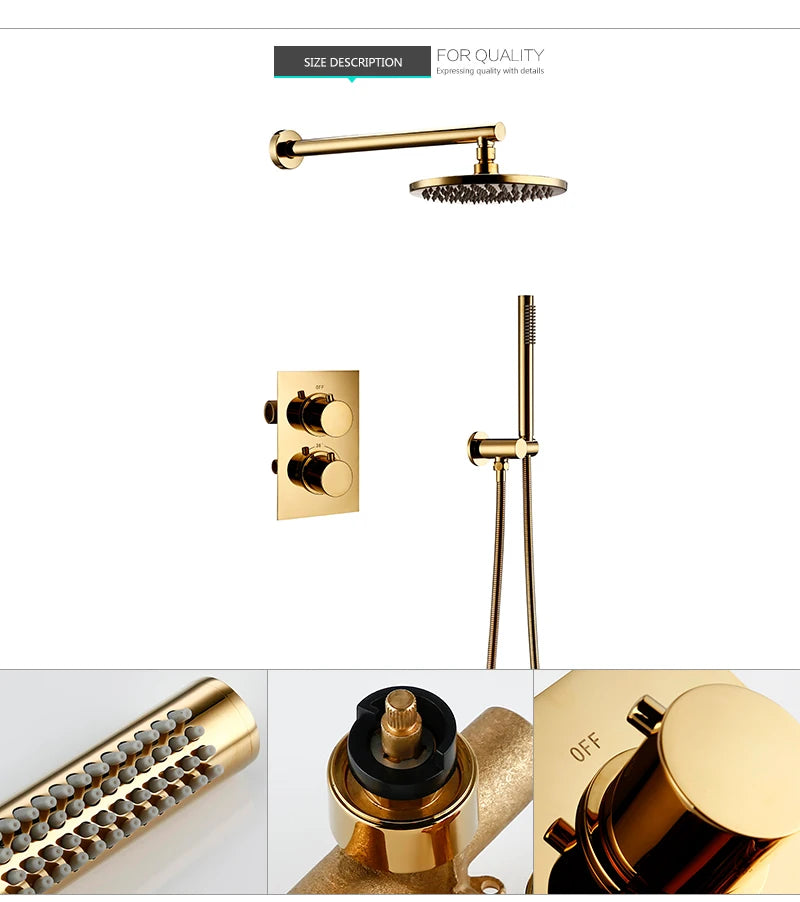 Smesiteli Titanium Gold Solid Brass Shower Intelligent