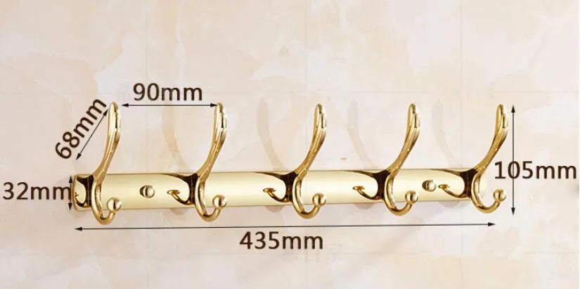 Wall Mounted Gold/Chrome/Rose Gold Clothes Hat Hook Row