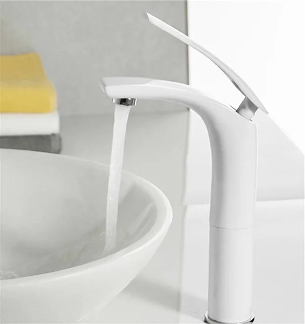 Bathroom Basin Faucet White Black Solid Brass Specail