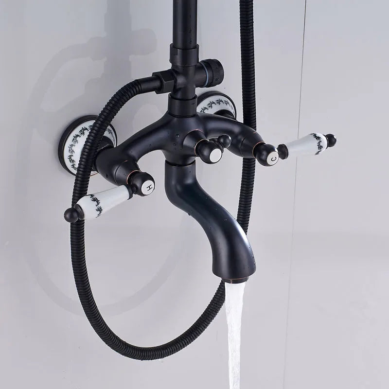Luxury Shower Faucet Dual Handle Rainfall Bathroom Shower